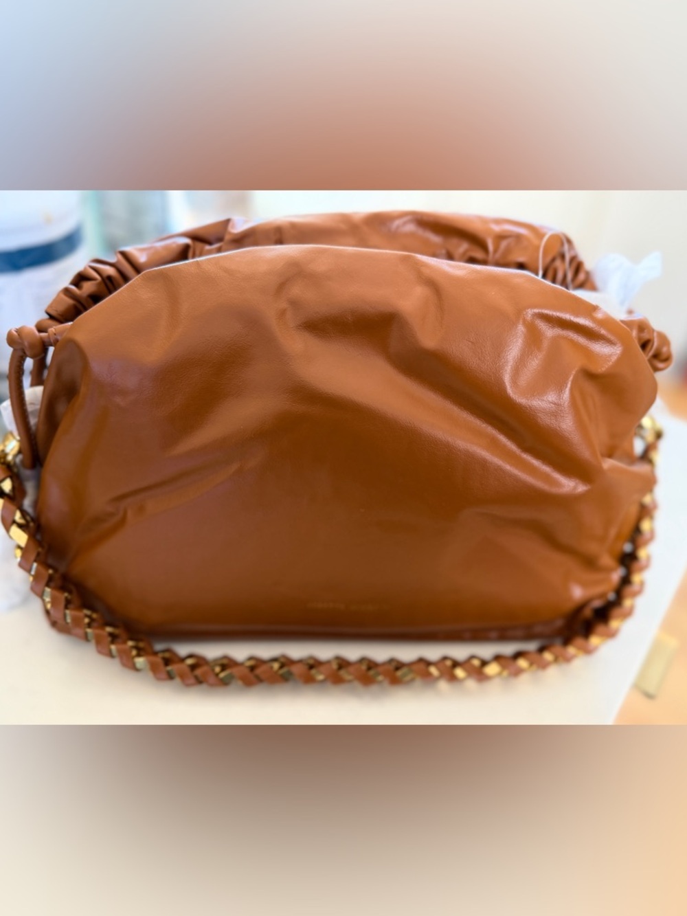 NWT! Rebecca Minkoff Braided Handle Shoulder Bag in “Lounge” (cognac) - Picture 3 of 7